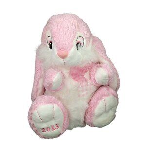 Dan Dee 2013 Long Ear Sitting Bunny Rabbit Plush Stuffed Toy Pink White 14 inch